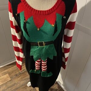 Festive Elf Sweater - Black, Red, Green